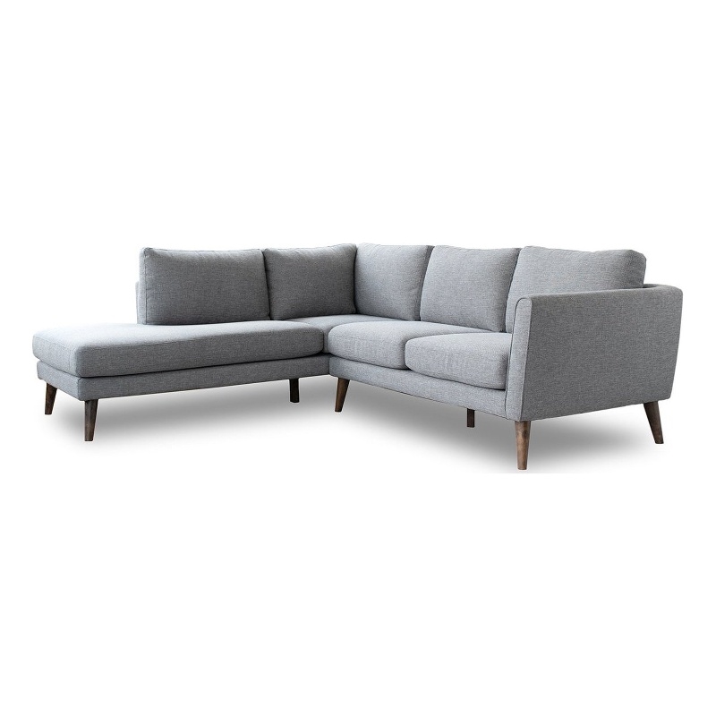 Pemberly Row L-Shaped Pillow Back Microfiber Left-Facing Sectional in Gray