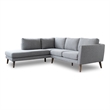 Pemberly Row L-Shaped Pillow Back Microfiber Left-Facing Sectional in Gray