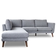 Pemberly Row L-Shaped Pillow Back Microfiber Left-Facing Sectional in Gray