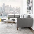 Pemberly Row L-Shaped Pillow Back Microfiber Left-Facing Sectional in Gray