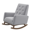 Pemberly Row Tufted Back Microfiber Upholstered Rocking Chair in Light Gray