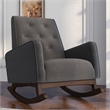 Pemberly Row Microfiber Upholstered Tight-Back Rocking Chair in Dark Gray