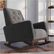 Pemberly Row Microfiber Upholstered Tight-Back Rocking Chair in Dark Gray