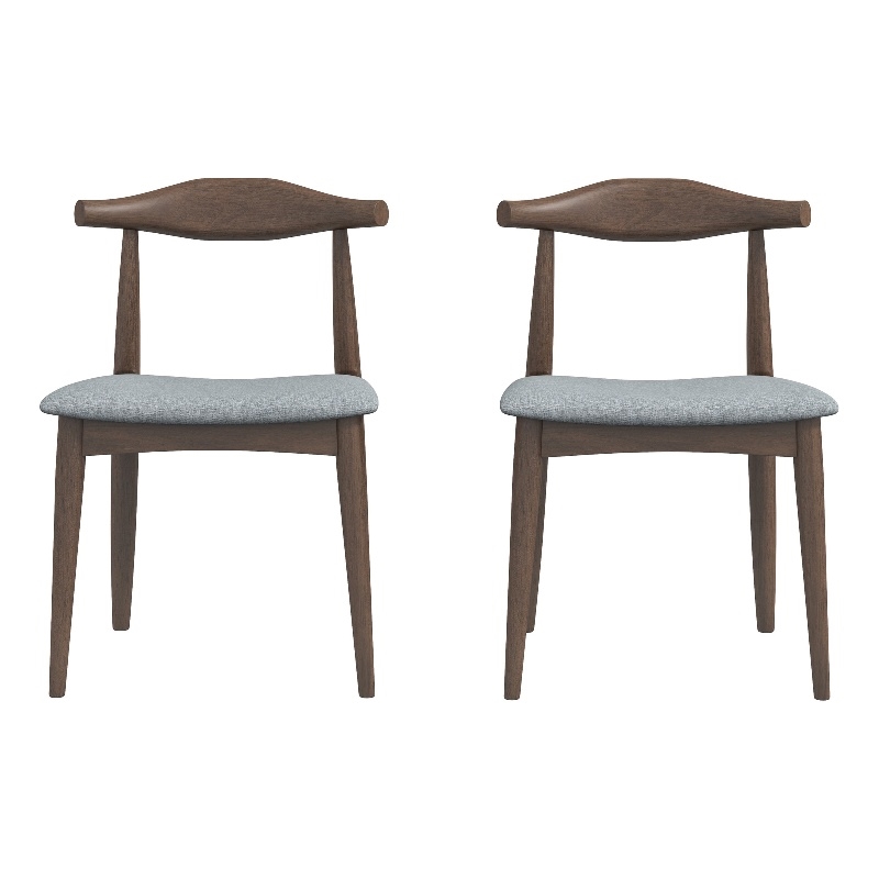 Pemberly Row Mid-Century Modern Fabric Dining Chair in Gray (Set of 2)