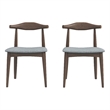 Pemberly Row Mid-Century Modern Fabric Dining Chair in Gray (Set of 2)