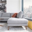 Pemberly Row Mid-Century Fabric Pillow-Back Right-Facing Sectional in Gray