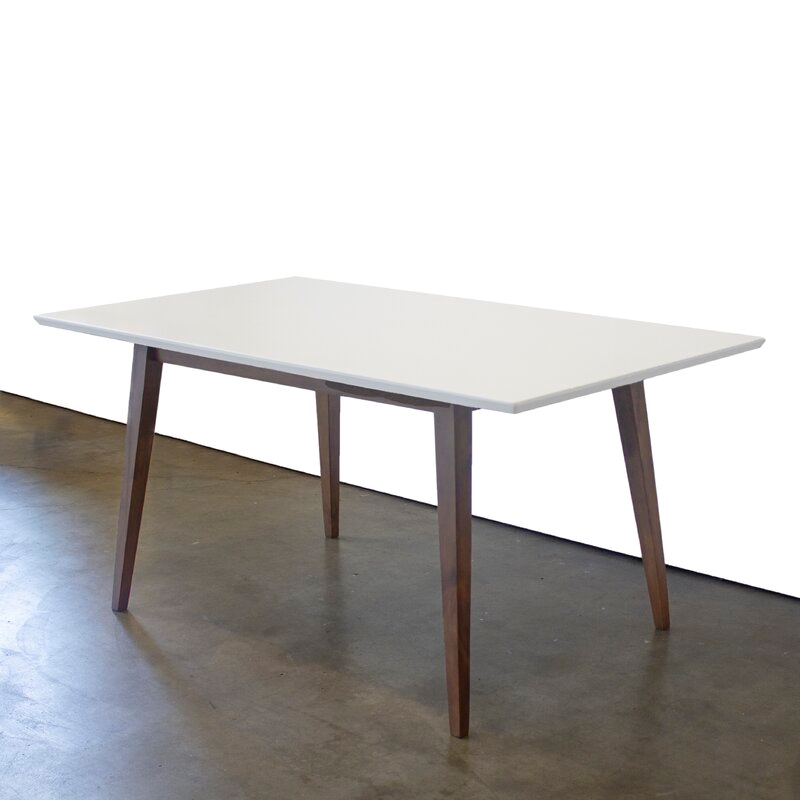 white mid century modern dining table