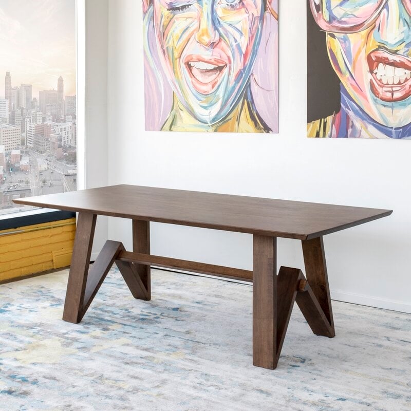 Pemberly Row Mid-Century Modern Winry Walnut Dining Table
