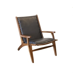 pemberly row mid-century modern margot black italian leather lounge chair