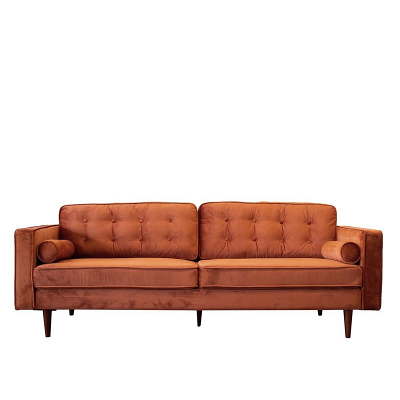 Pemberly Row Mid Century Modern Harriet, Red Leather Sofa Furniture Row