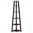 Pemberly Row 5 Tier Tall Wall Corner Bookshelf Bookcase in Espresso Brown