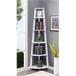 Pemberly Row 5 Tier Tall Wall Corner Bookshelf Bookcase in White