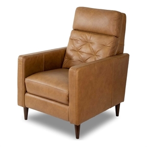 pemberly row mid century modern nova cognac brown la-z-boy leather recliner