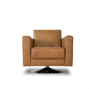pemberly row mid century modern afton 360 swivel cognac brown leather arm chair