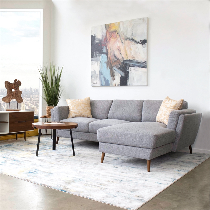 Pemberly Row MidCentury Modern Sadie Gray Sectional Sofa