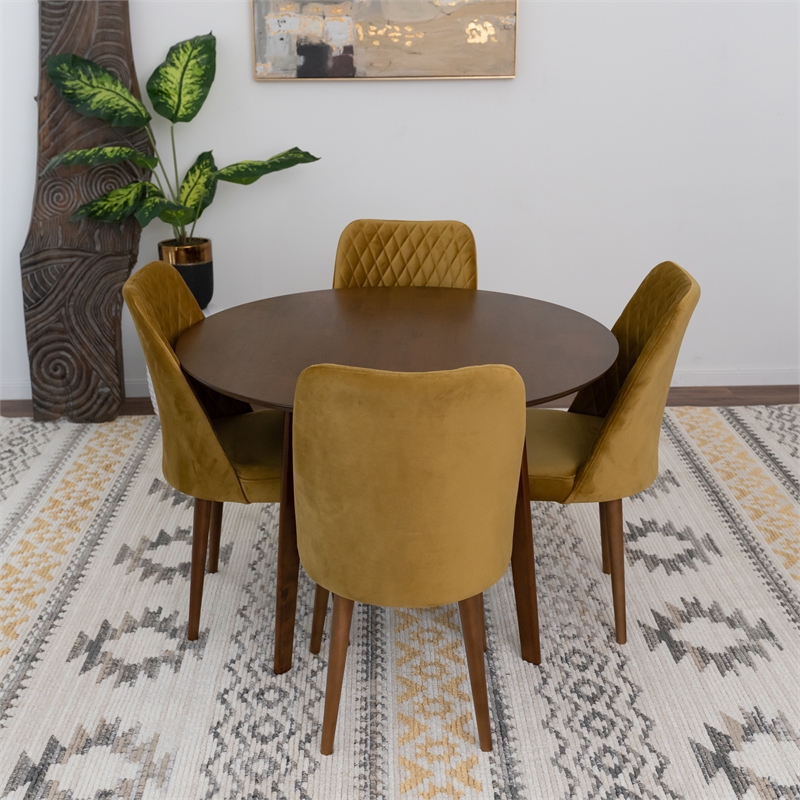 Pemberly Row Mid-Century Modern Piper Walnut Brown Dining Table