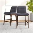 Pemberly Row Square Fabric Upholstered Counter Stool in Dark Gray (Set of 2)