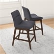 Pemberly Row Square Fabric Upholstered Counter Stool in Dark Gray (Set of 2)