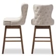 Pemberly Row Fabric Bar Stool Chair Set of 2 - Beige & Rotating Semi-circle Seat