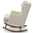 Pemberly Row Tufted Wingback Rocker in Light Beige and Walnut