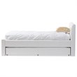 Pemberly Row Modern Faux Leather Twin Platform Bed with Trundle in White