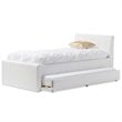 Pemberly Row Modern Faux Leather Twin Platform Bed with Trundle in White