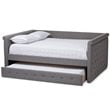 Pemberly Row Fabric Tufted Queen Daybed with Trundle in Gray