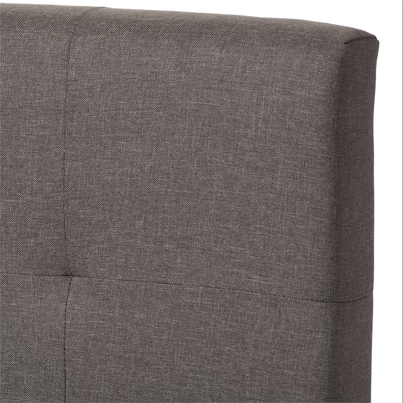 Pemberly Row Modern Tufted Fabric Upholstered Queen Panel Bed in Gray