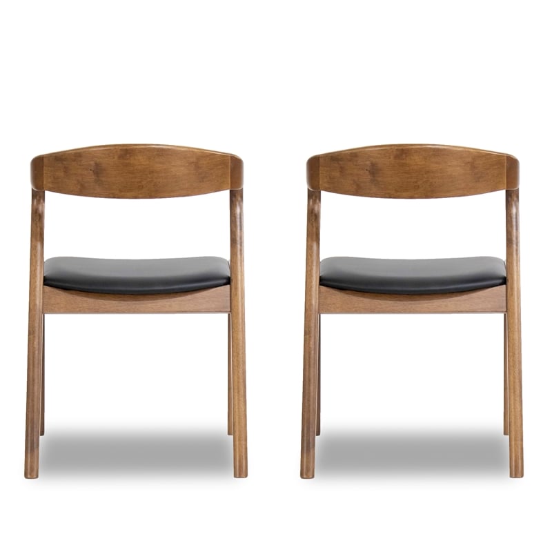 Pemberly Row 18.43'' Faux Leather Dining Chair in Walnut/Black (Set of 2)