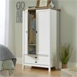 Pemberly Row Modern Engineered Wood Armoire in Soft White/Lintel Oak