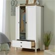 Pemberly Row Modern Engineered Wood Armoire in Soft White/Lintel Oak