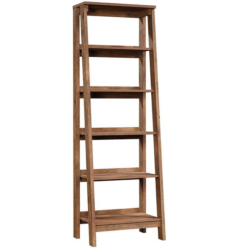 Pemberly Row 5-Shelf Transitional Engineered Wood Bookcase in Vintage Oak