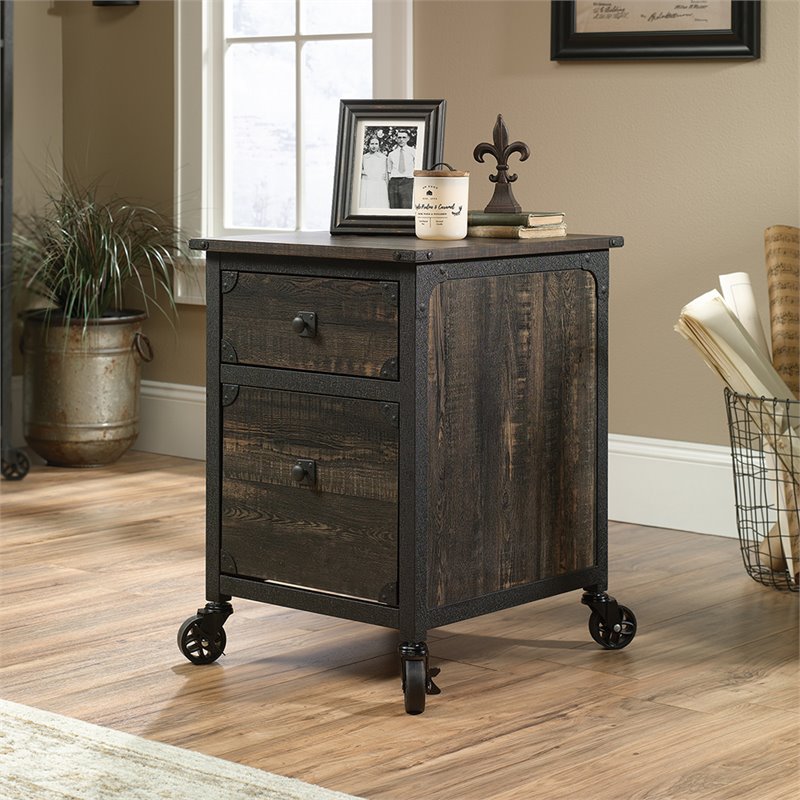 Pemberly Row 2Drawers Vertical Black Wood Filing Cabinet Easy Assembly