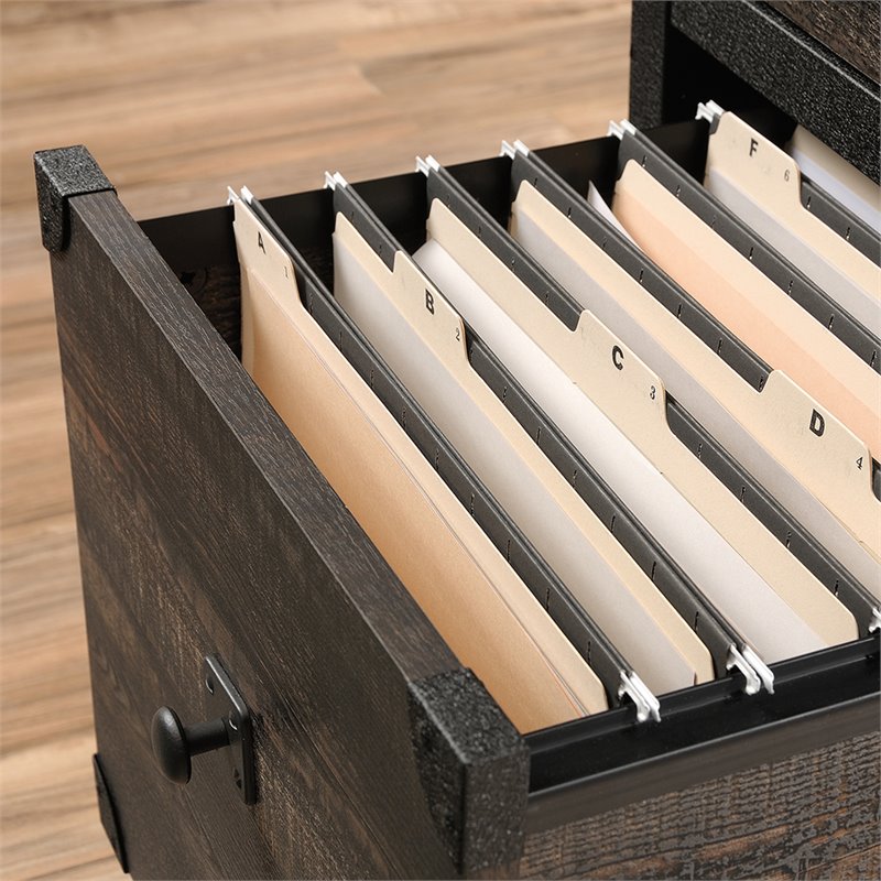 Pemberly Row 2Drawers Vertical Black Wood Filing Cabinet Easy Assembly