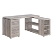 Pemberly Row Transitional Engineered Wood L Desk in Gray/Silver
