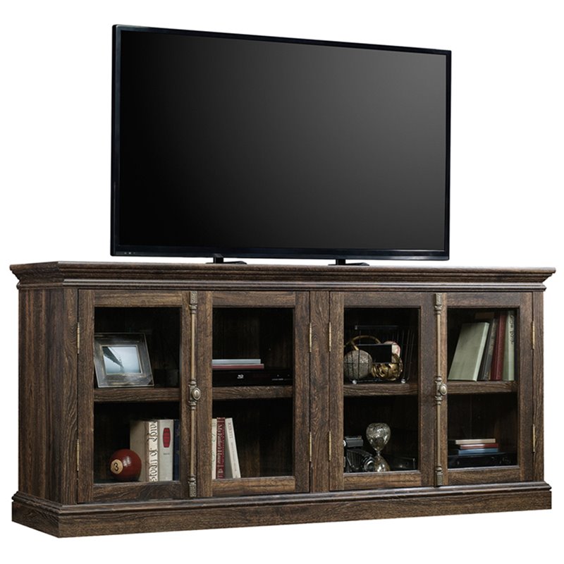 Pemberly Row 80" Wood TV Stand in Iron Oak Cymax Business