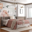 Pemberly Row Mid-Century Metal Full Size Canopy Bed in White