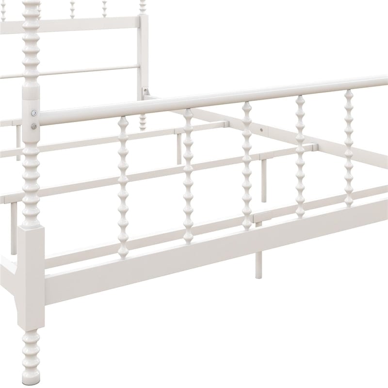 Pemberly Row Mid-Century Metal Full Size Canopy Bed in White