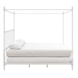Pemberly Row King Size Canopy Bed in Metal in White - Easy Assembly