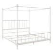 Pemberly Row King Size Canopy Bed in Metal in White - Easy Assembly