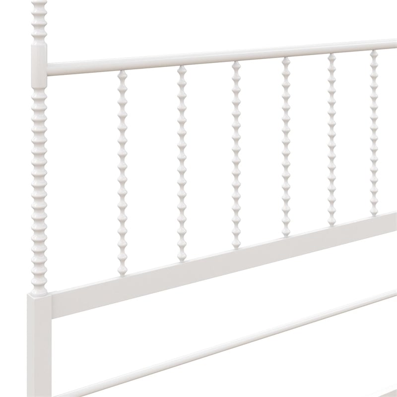 Pemberly Row King Size Canopy Bed in Metal in White - Easy Assembly
