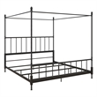 Pemberly Row King Size Canopy Bed in Metal in Black - Easy Assembly