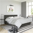 Pemberly Row Modern Tufted Velvet Upholstered Queen Size Bed in Gray