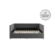 Pemberly Row Modern Fabric/Robust Wood Full Daybed with Storage in Gray