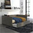 Pemberly Row Modern Velvet/Robust Wood Full Daybed with Storage in Gray