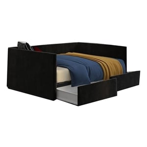 pemberly row velvet daybed with storage in black