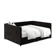 Pemberly Row Modern Velvet/Robust Wood Full Daybed with Storage in Black