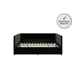 Pemberly Row Modern Velvet/Robust Wood Full Daybed with Storage in Black