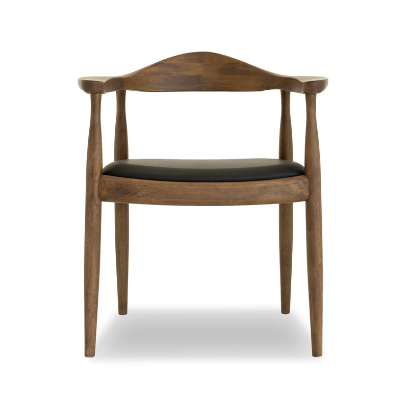 Pemberly Row Faux Leather Upholstered Dining Chair in Black/Walnut