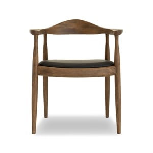 Pemberly Row Faux Leather Upholstered Dining Chair in Black/Walnut